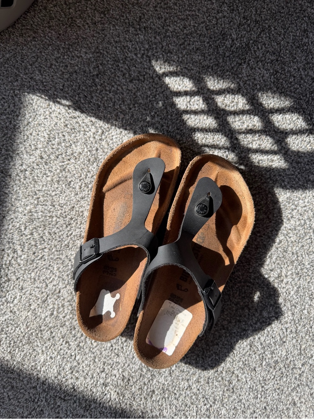 Birkenstock Black Leather Thong Sandals